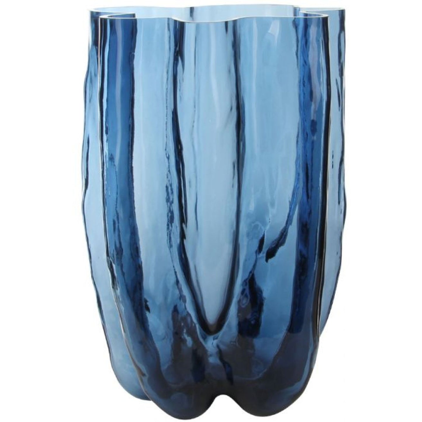 Wave Glass Vase - Deep Blue