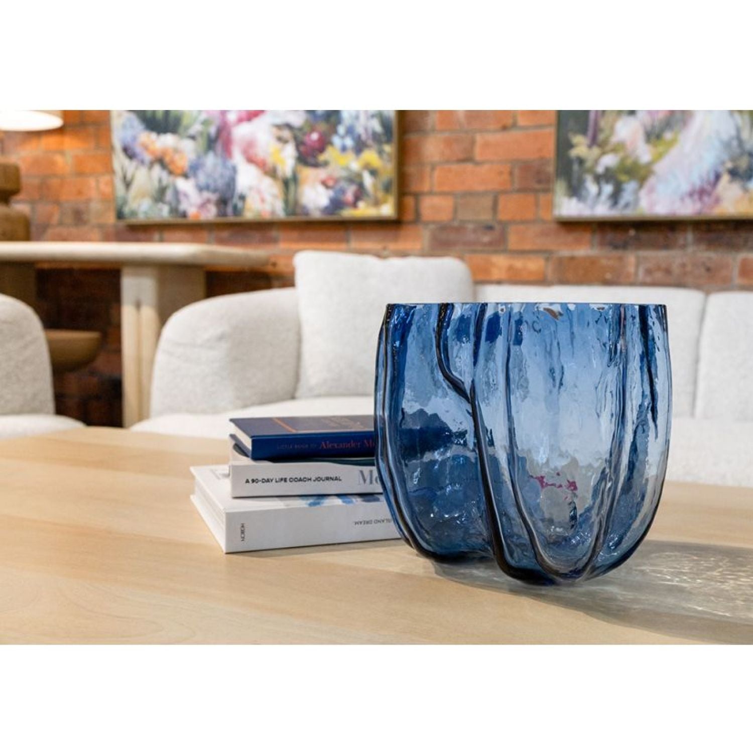 Wave Glass Vase - Deep Blue