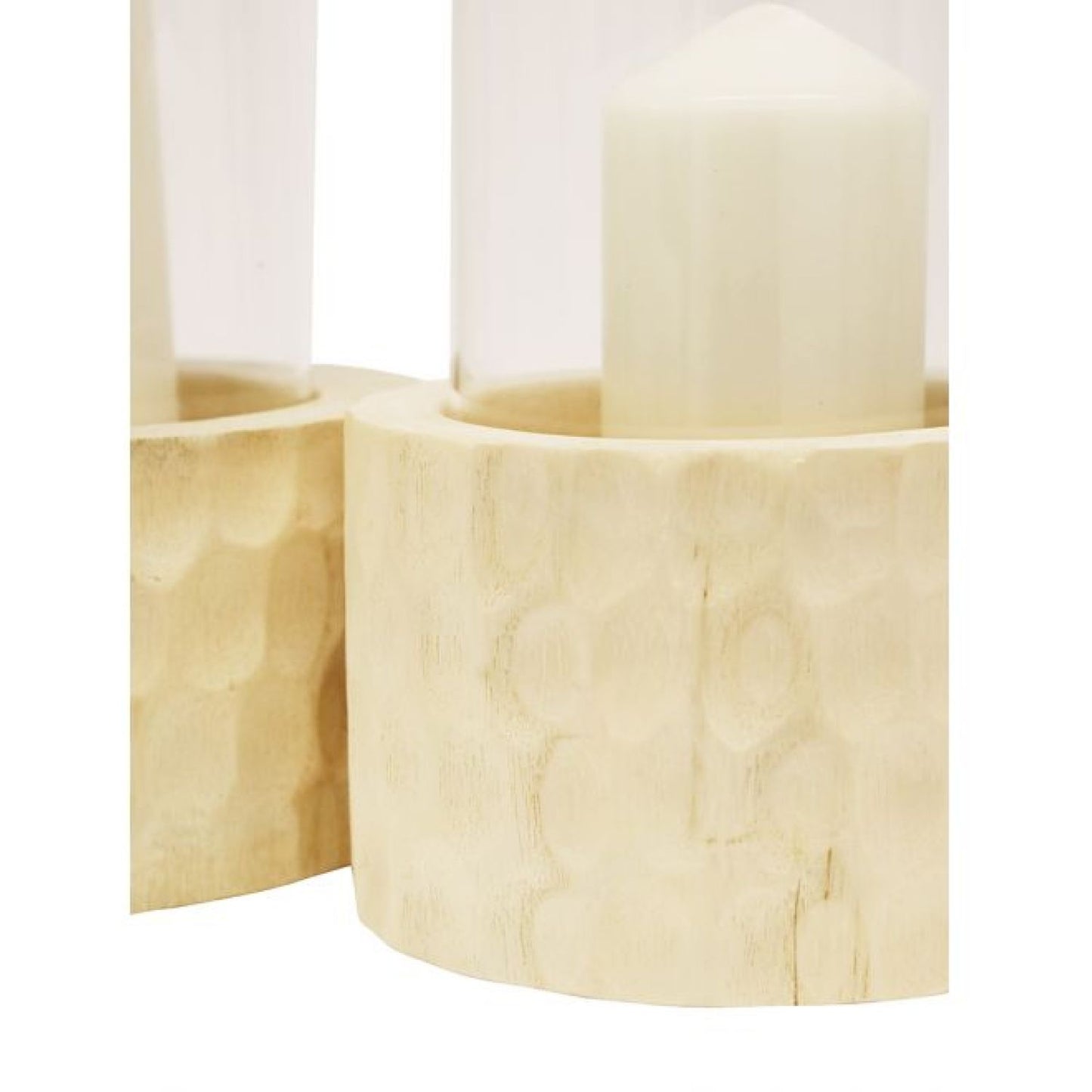 Ripple Carved Wood Candle Holder - Natural