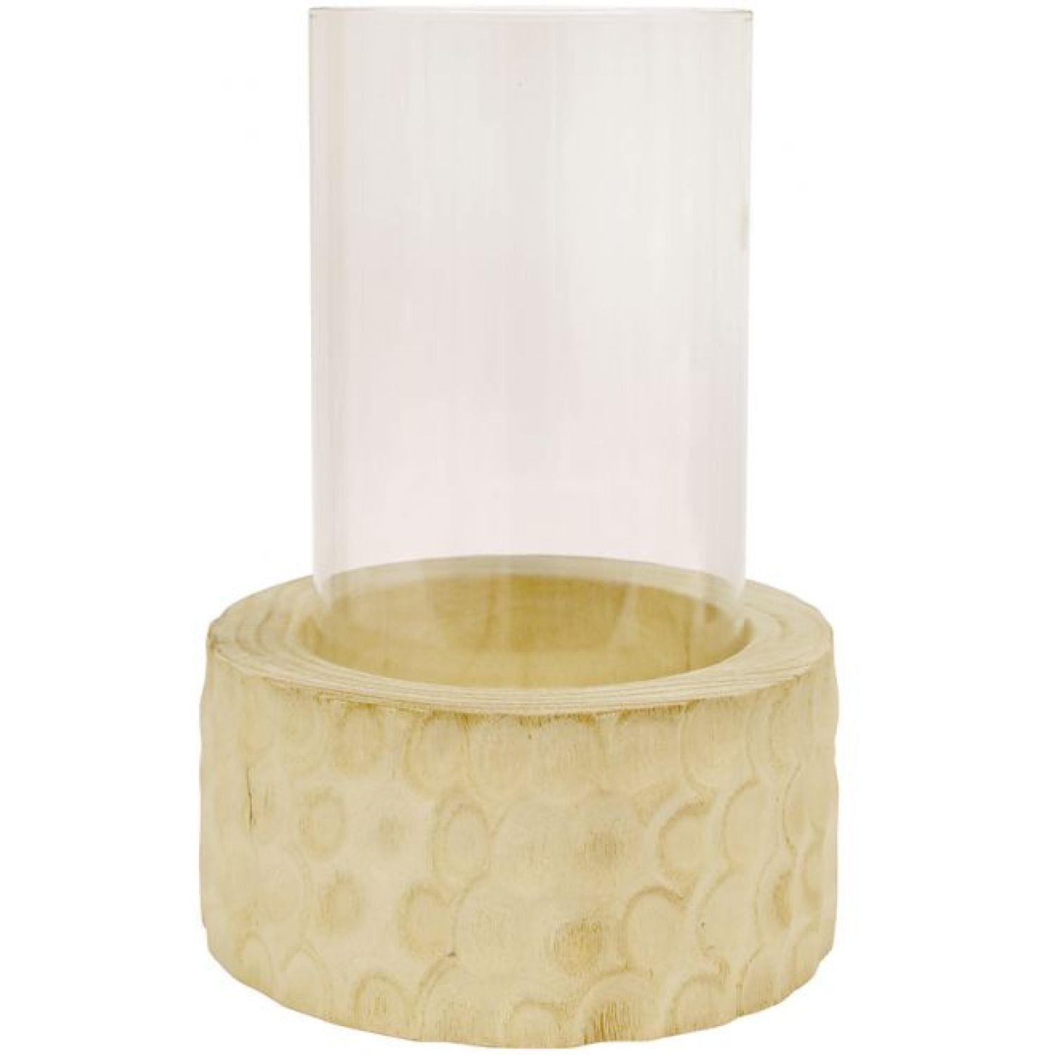 Ripple Carved Wood Candle Holder - Natural