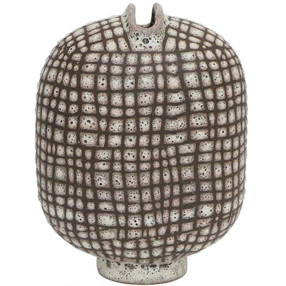 Checkers Ceramic Vase - Chocolate/cream