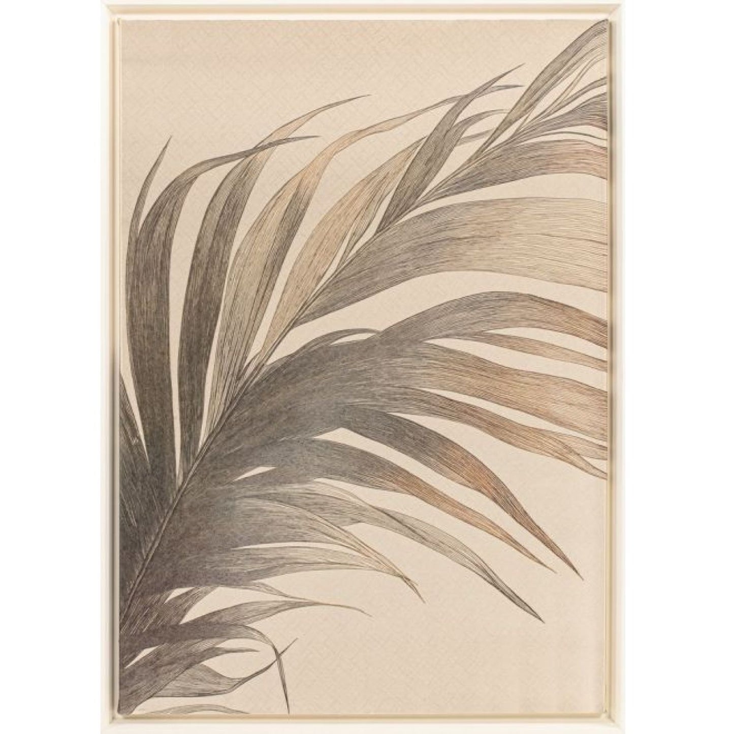 Feather a Textile Framed Art - White Wash