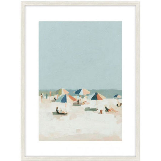 Beach Days a Glass Framed Art - Wood Look