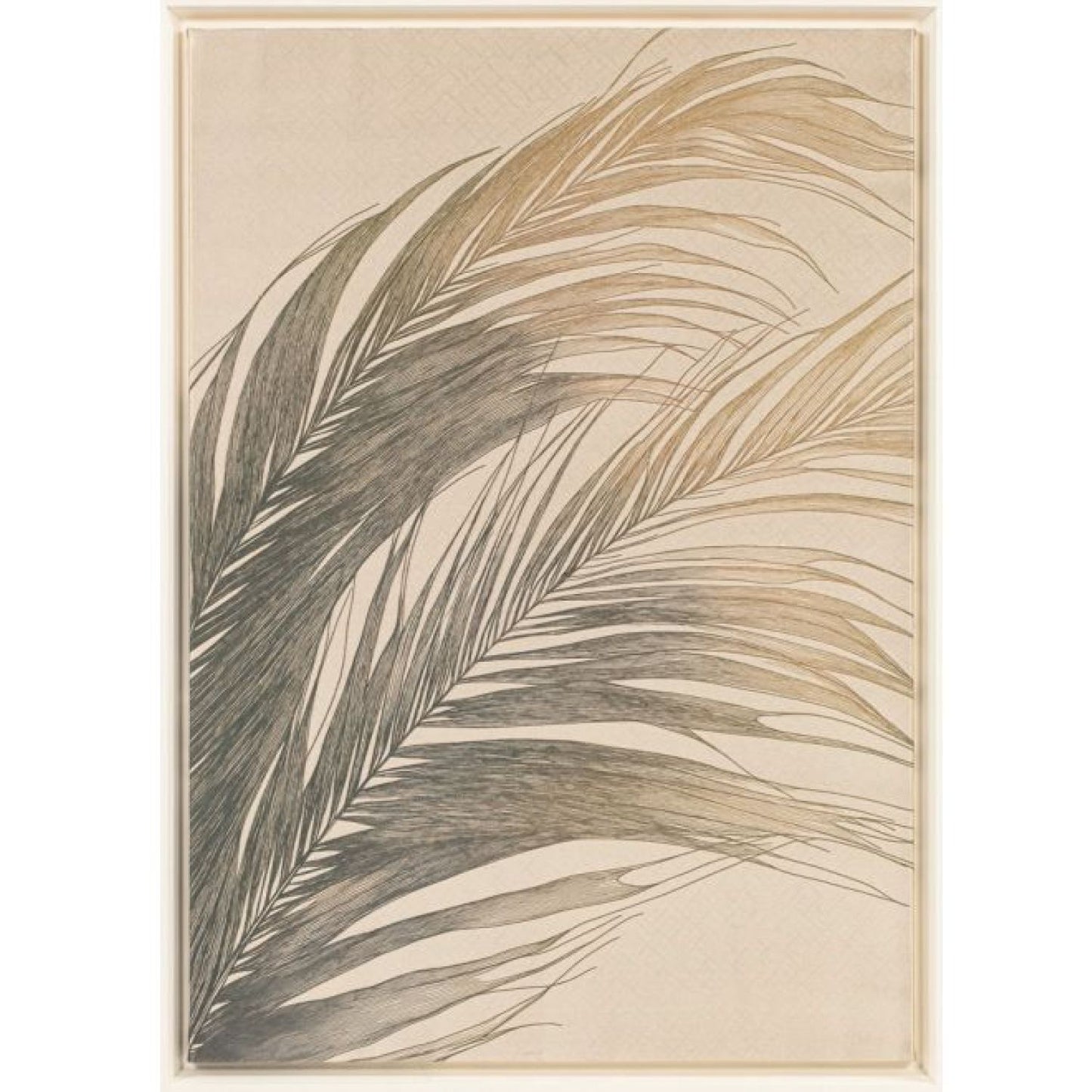 Feather b Textile Framed Art - White Wash