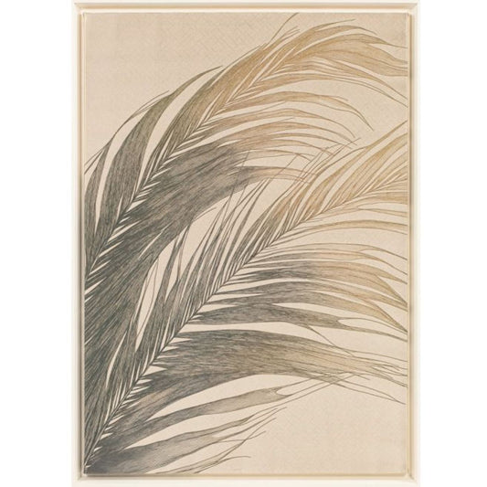Feather b Textile Framed Art - White Wash
