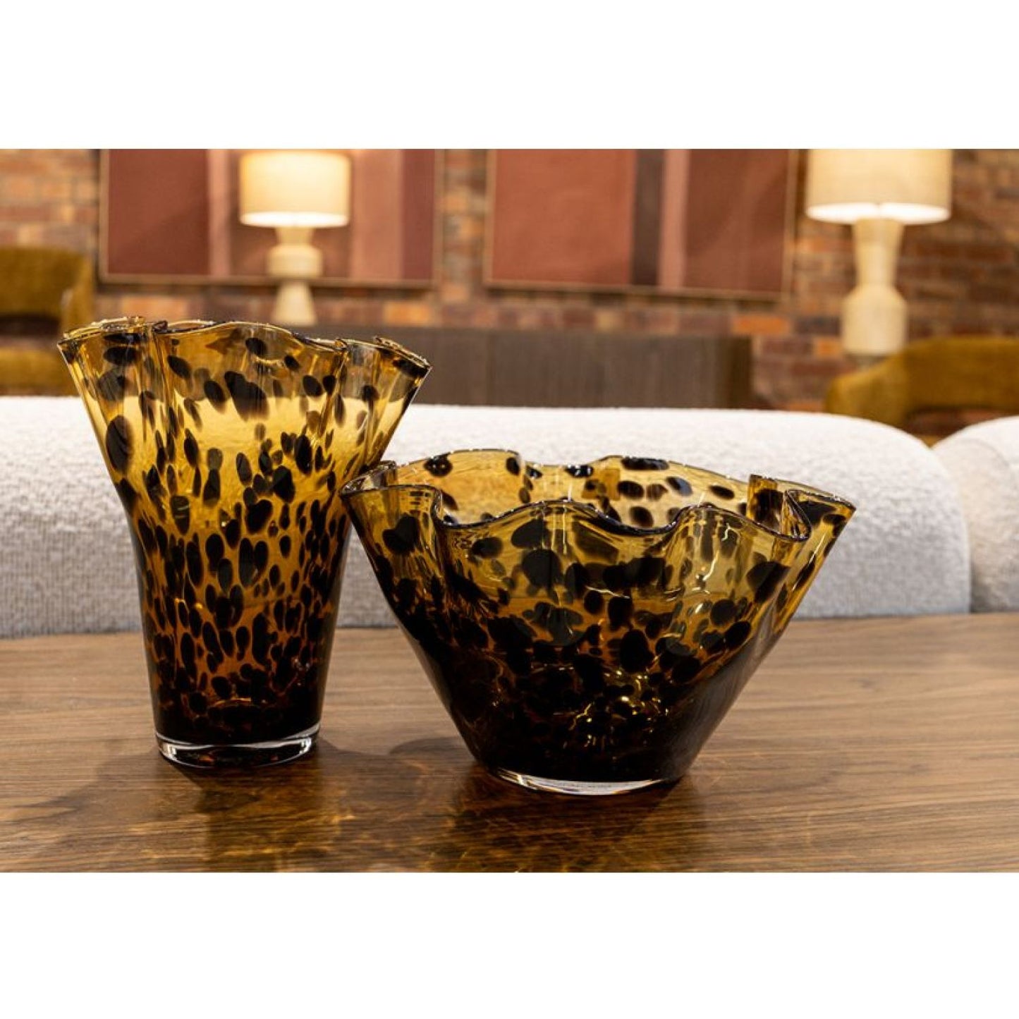 Fleur Glass Bowl - Brown Amber Speckle