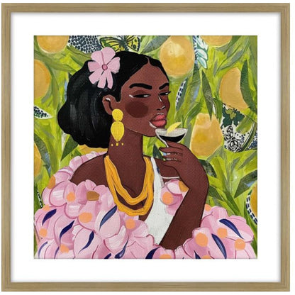 Alvita b Glass Framed Print - Oak