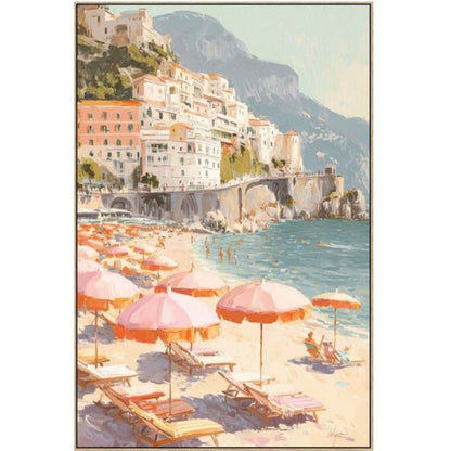 Cinque Terre b Framed Canvas - Wood Look