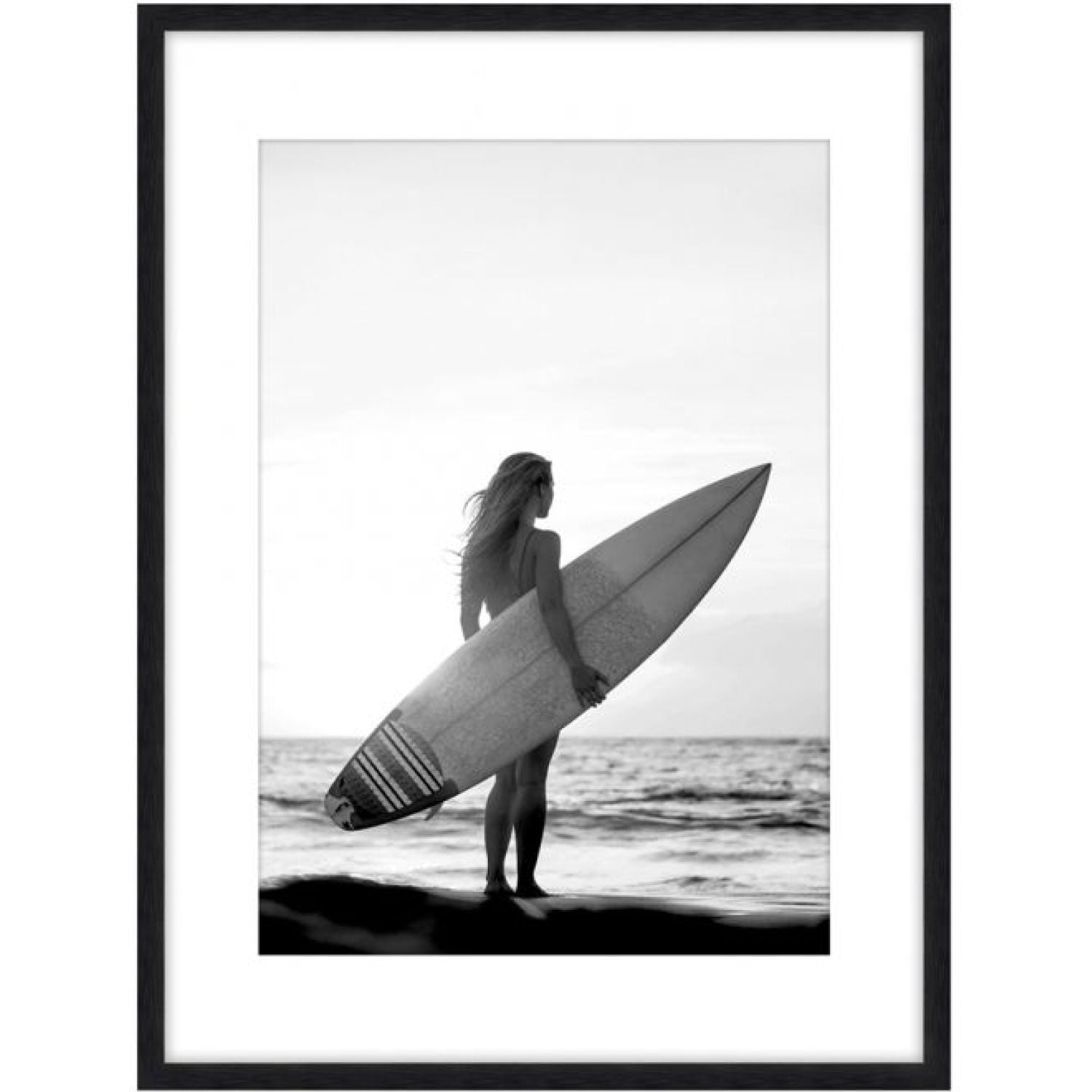 Beach Babes b Glass Framed Art - Black Fra