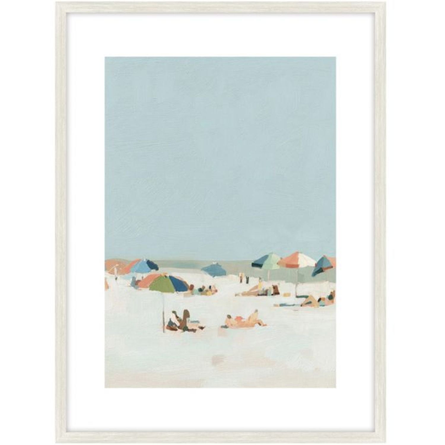 Beach Days b Glass Framed Art - Wood Look