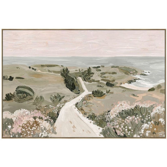 Wildflower Path a Framed Canvas - Oak Loo