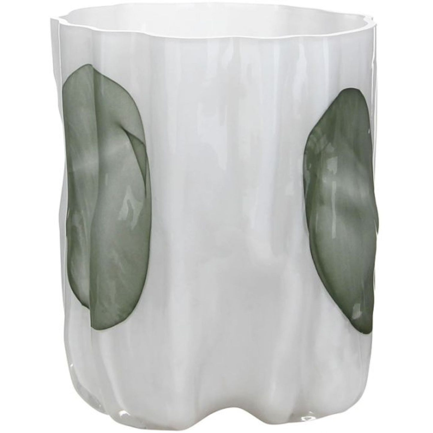 Wave Glass Vase - White/green