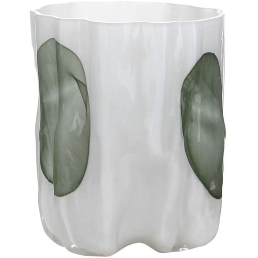 Wave Glass Vase - White/green