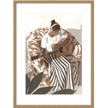 The Musician b Glass Framed Art - Wood Loo