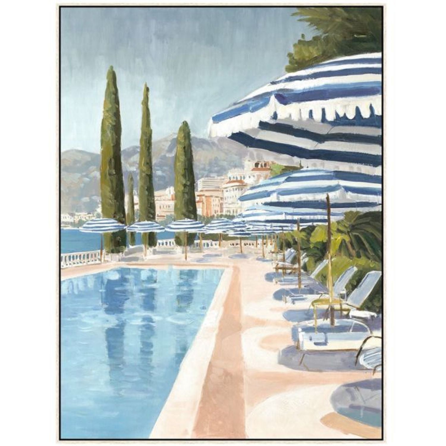 European Summer a Framed Canvas - White w
