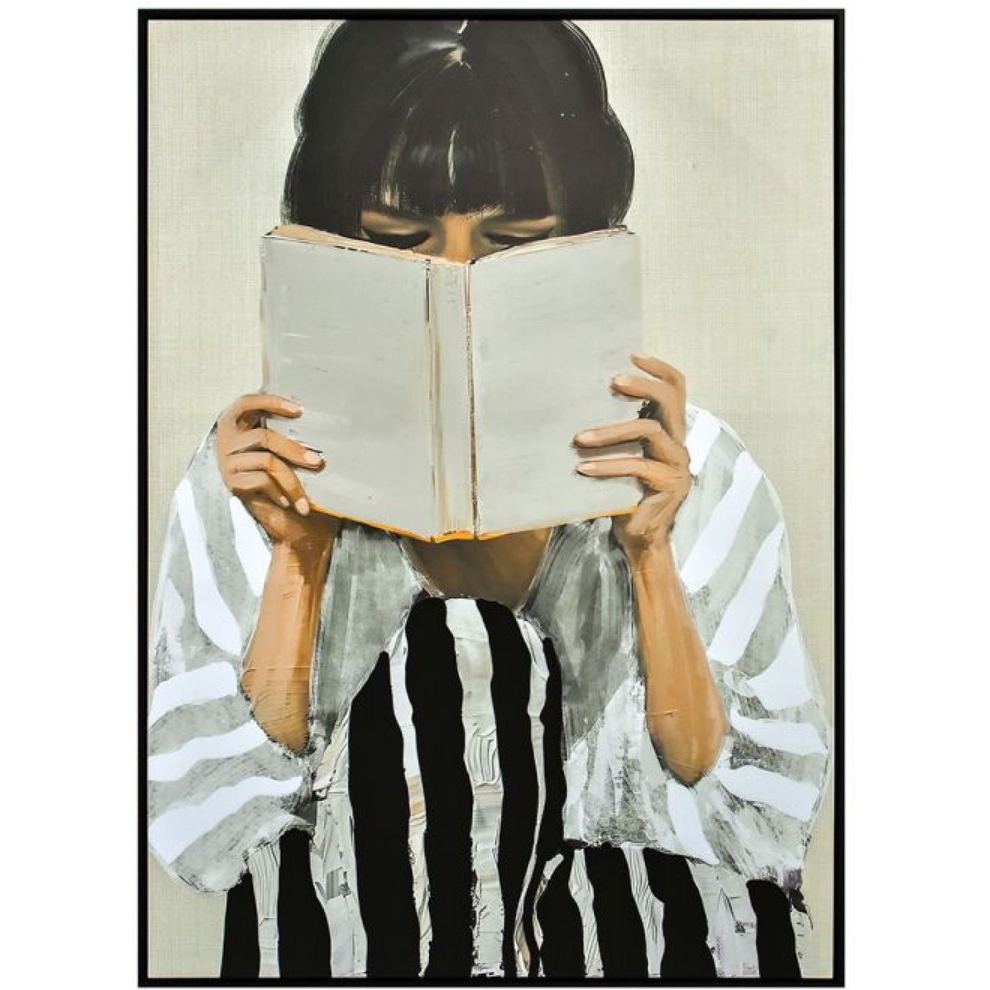 The Reader Canvas Framed Wall Art - Blac