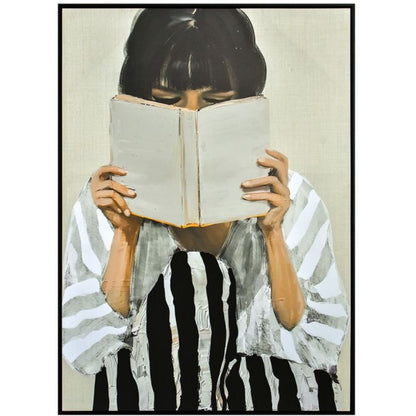 The Reader Canvas Framed Wall Art - Blac