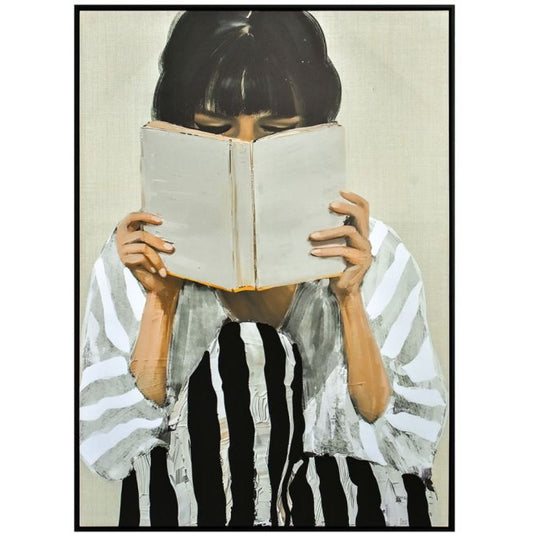 The Reader Canvas Framed Wall Art - Blac