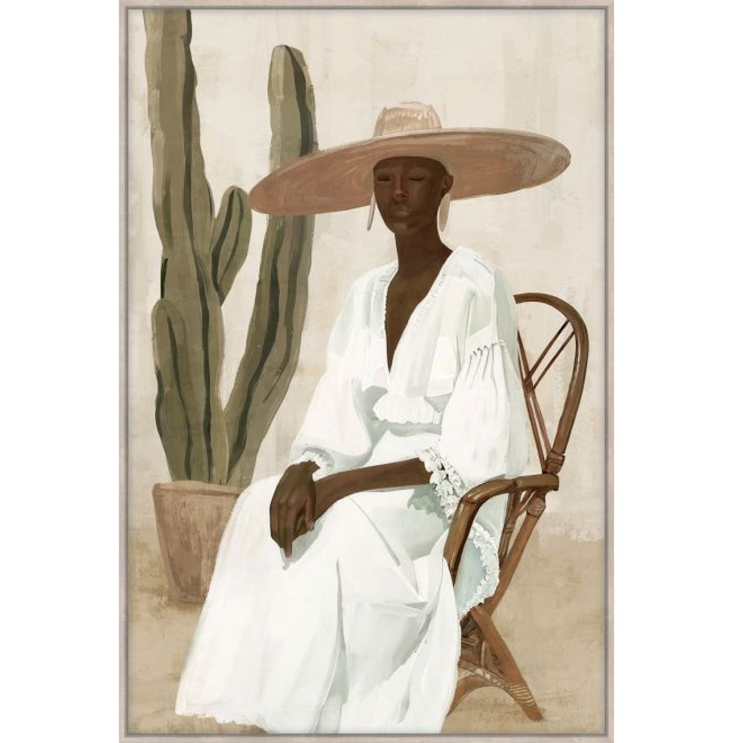 Camila Framed Canvas - Wood Look