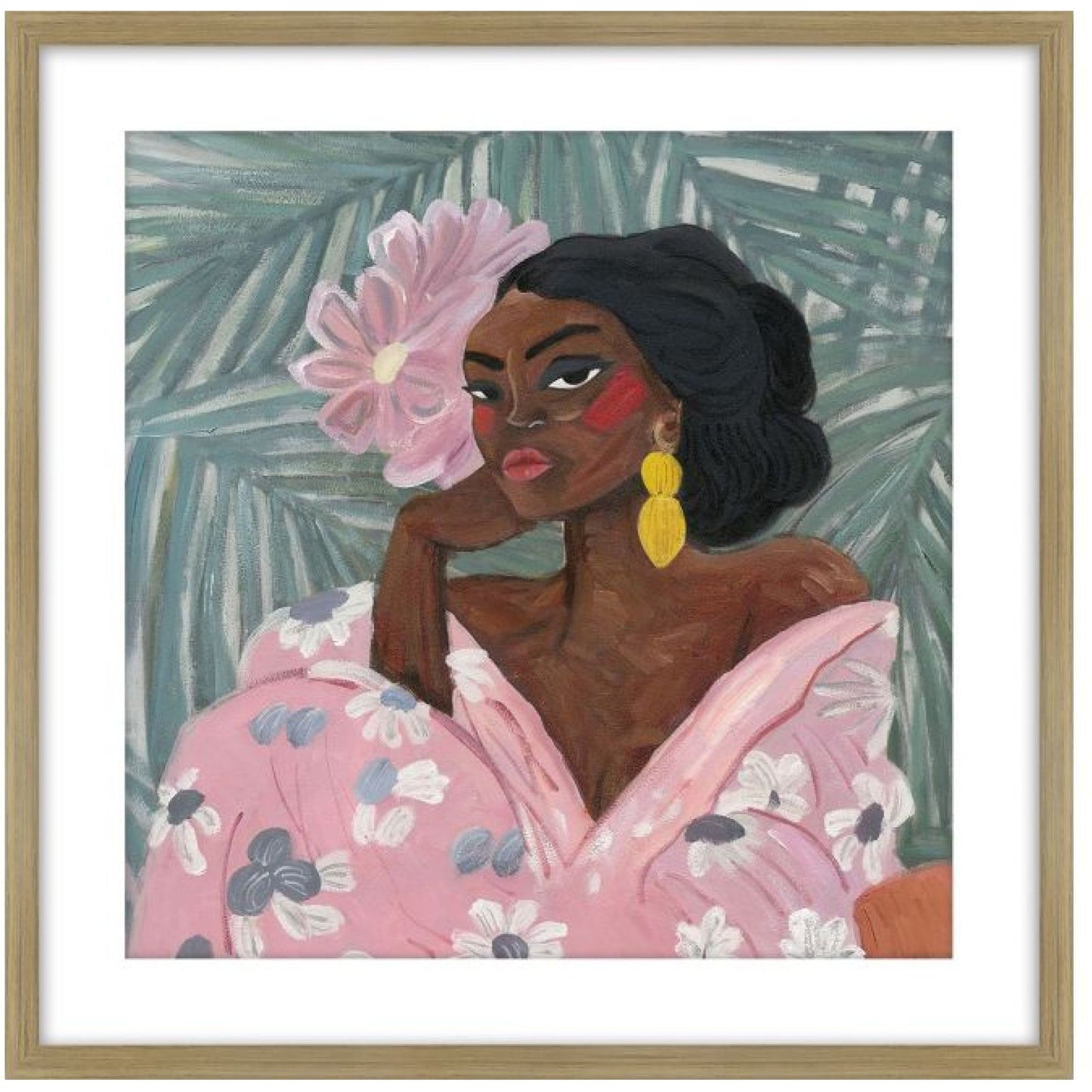 Alvita a Glass Framed Print - Oak — view 2