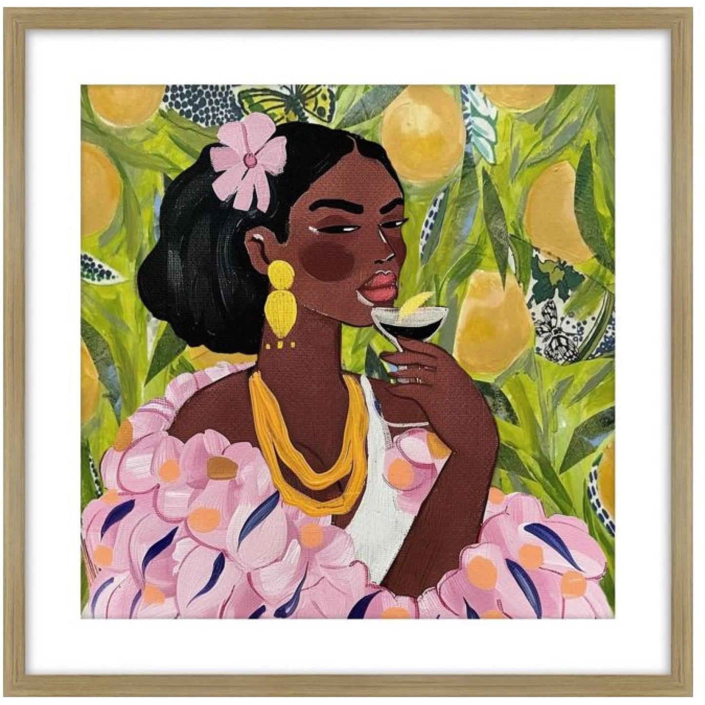 Alvita b Glass Framed Print - Oak — view 2