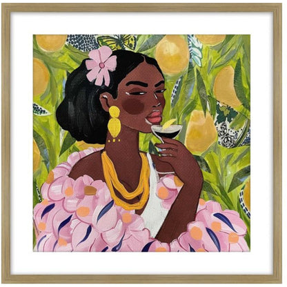 Alvita b Glass Framed Print - Oak — view 2