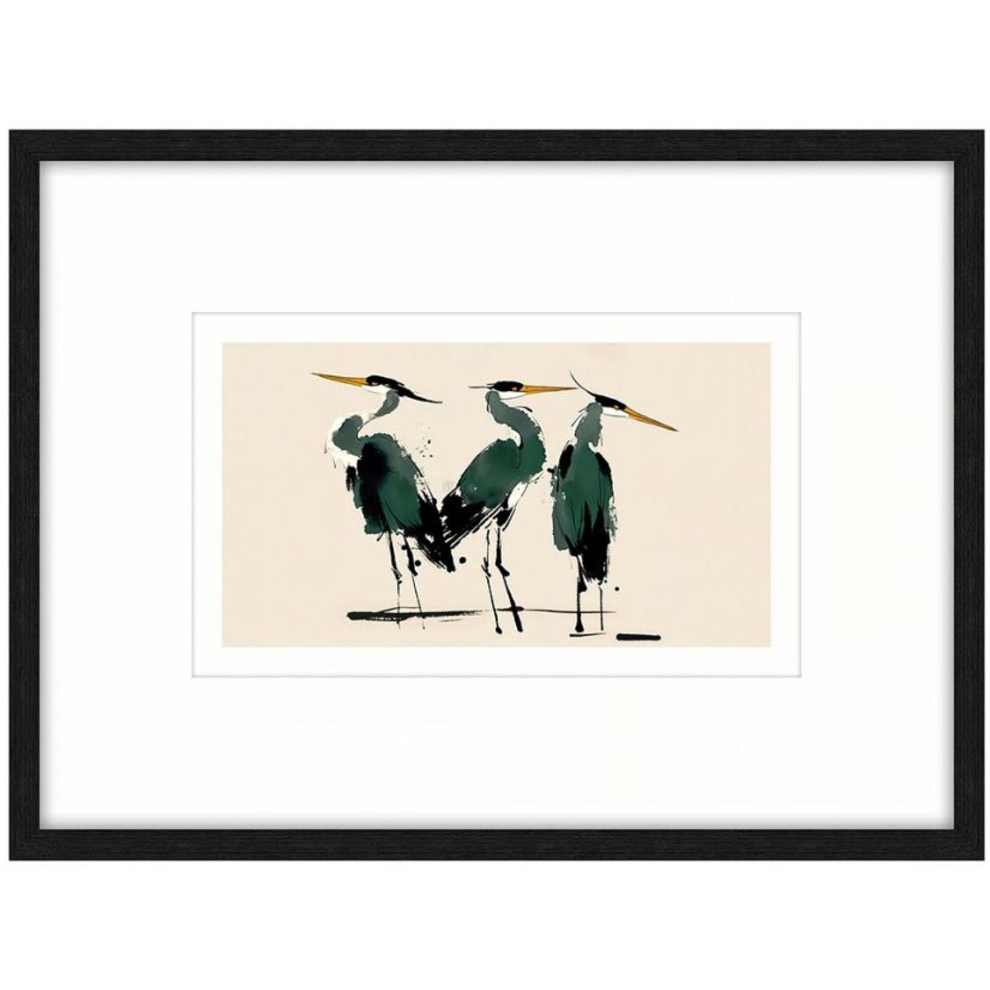 Green Herons a Glass Framed Canvas - bl — view 2