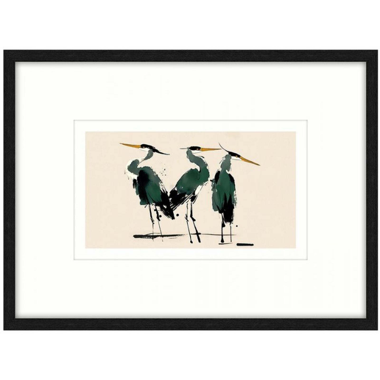 Green Herons a Glass Framed Canvas - bl — view 2