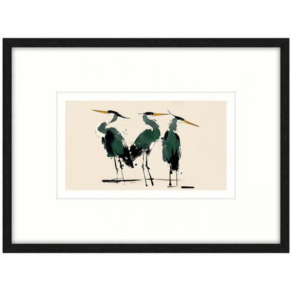 Green Herons a Glass Framed Canvas - bl — view 2