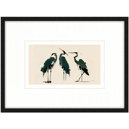 Green Herons b Glass Framed Canvas - b — view 2