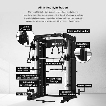 NEW CORTEX SM26 Multi Gym (Dual Stack Functional Trainer, Smith Machine, Half Ra