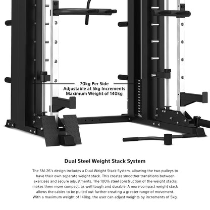 NEW CORTEX SM26 Multi Gym (Dual Stack Functional Trainer, Smith Machine, Half Ra