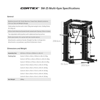 NEW CORTEX SM26 Multi Gym (Dual Stack Functional Trainer, Smith Machine, Half Ra
