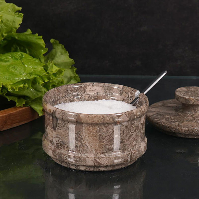 Marble Salt Cellar with Spoon