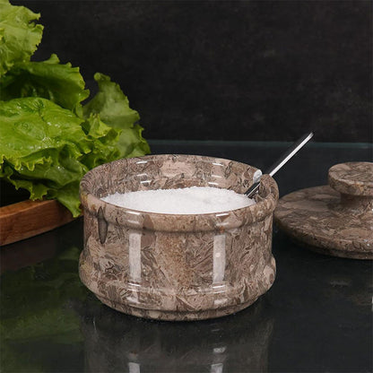 Marble Salt Cellar with Spoon