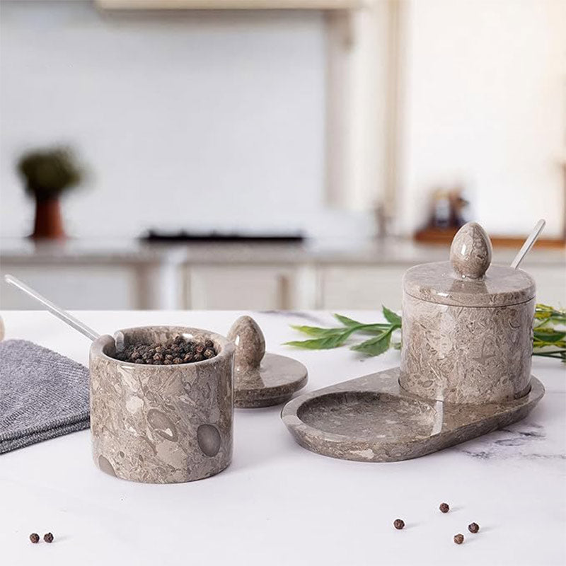 Marble Salt Cellar With Tray