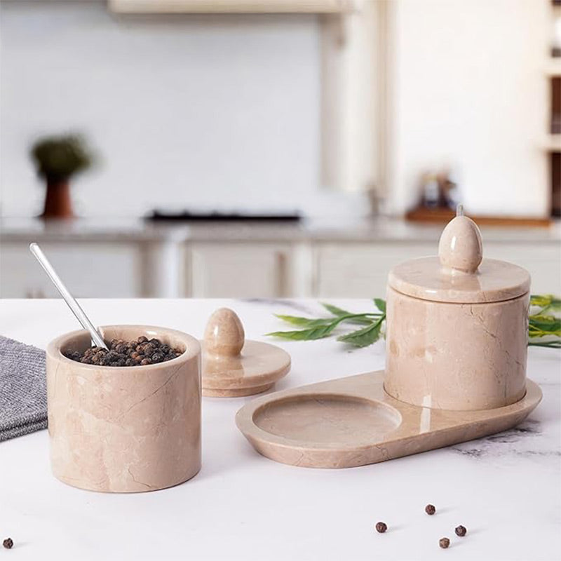 Marble Salt Cellar With Tray