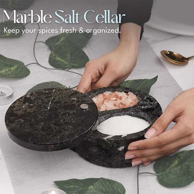 Marble Salt Cellar Dual Compartment