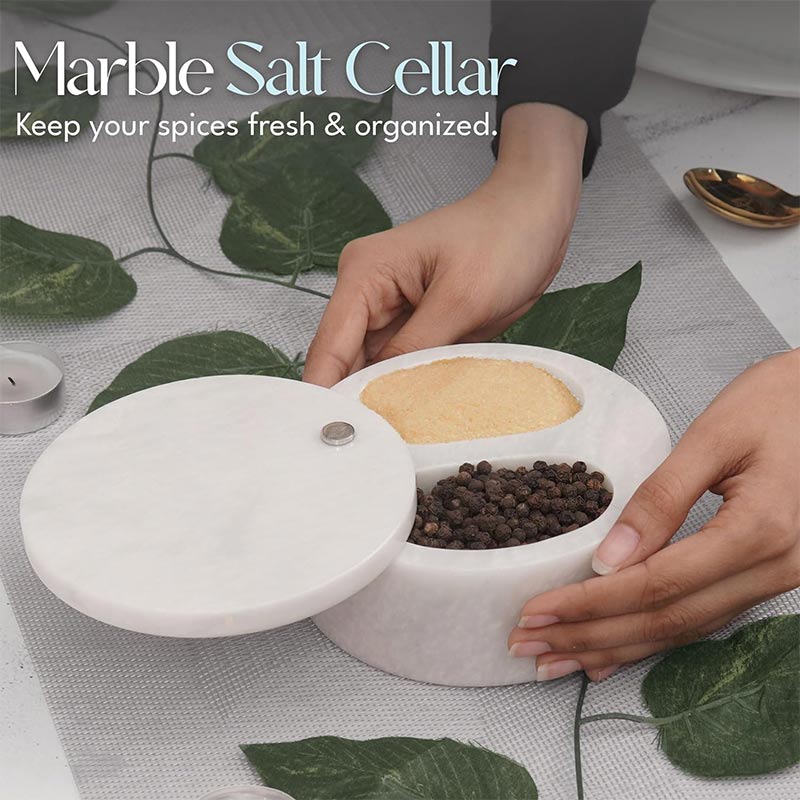 Marble Salt Cellar Dual Compartment