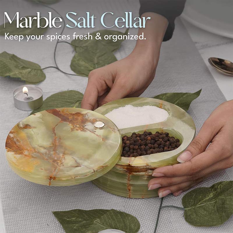 Marble Salt Cellar Dual Compartment