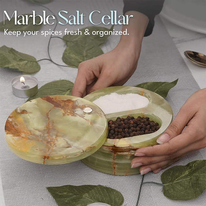 Marble Salt Cellar Dual Compartment