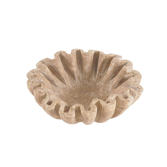Marble Ruffle Fruit Bowl (Travertine)