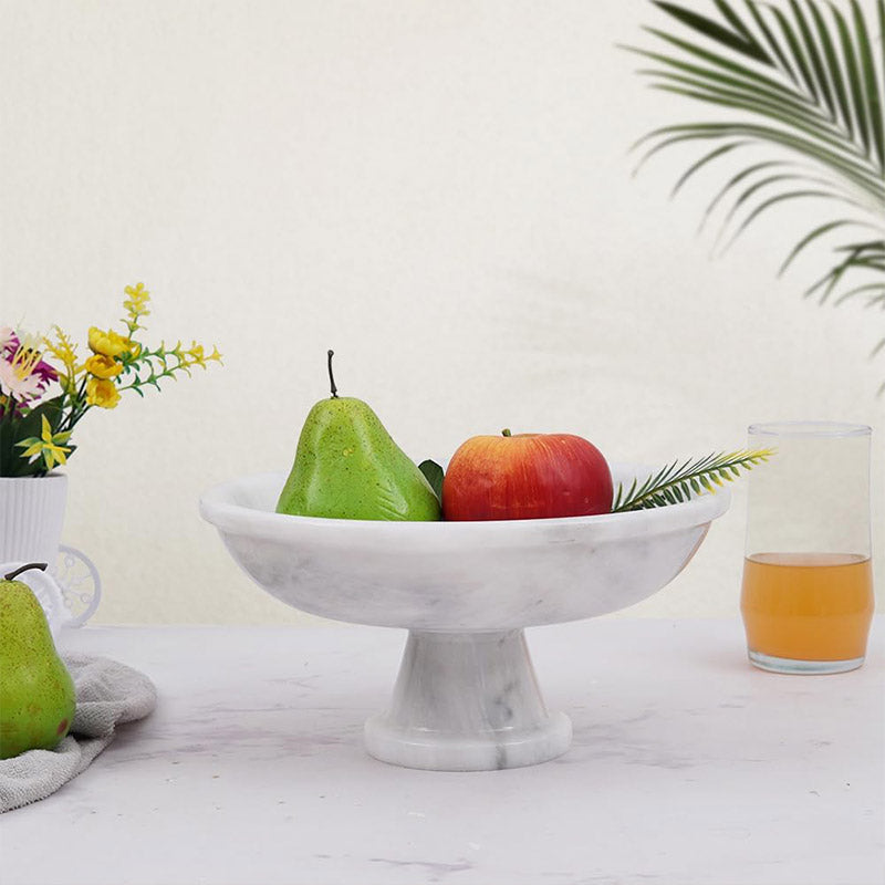 Marble Pedestal Fruit Bowl - 25cm
