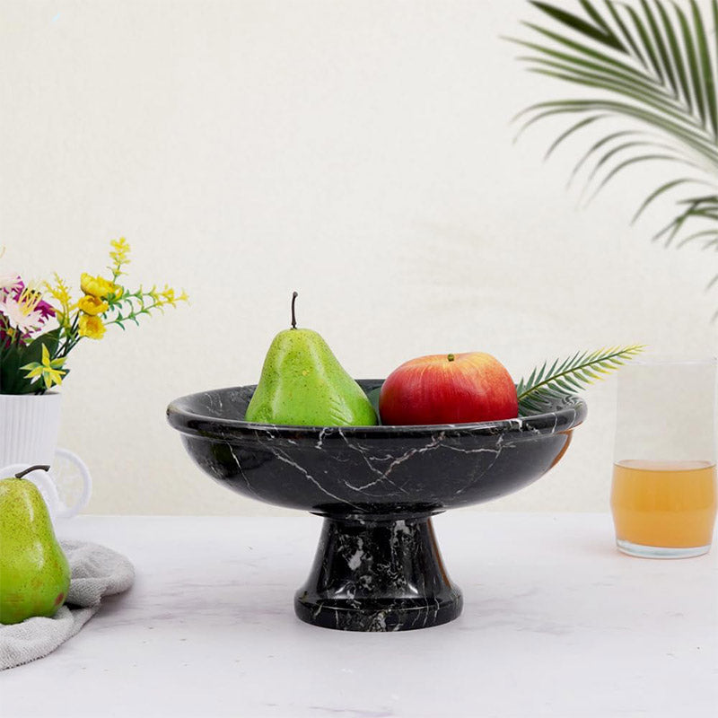 Marble Pedestal Fruit Bowl - 25cm