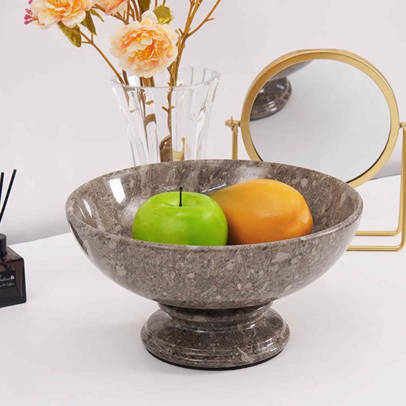 Marble Pedestal Fruit Bowl - 25cm