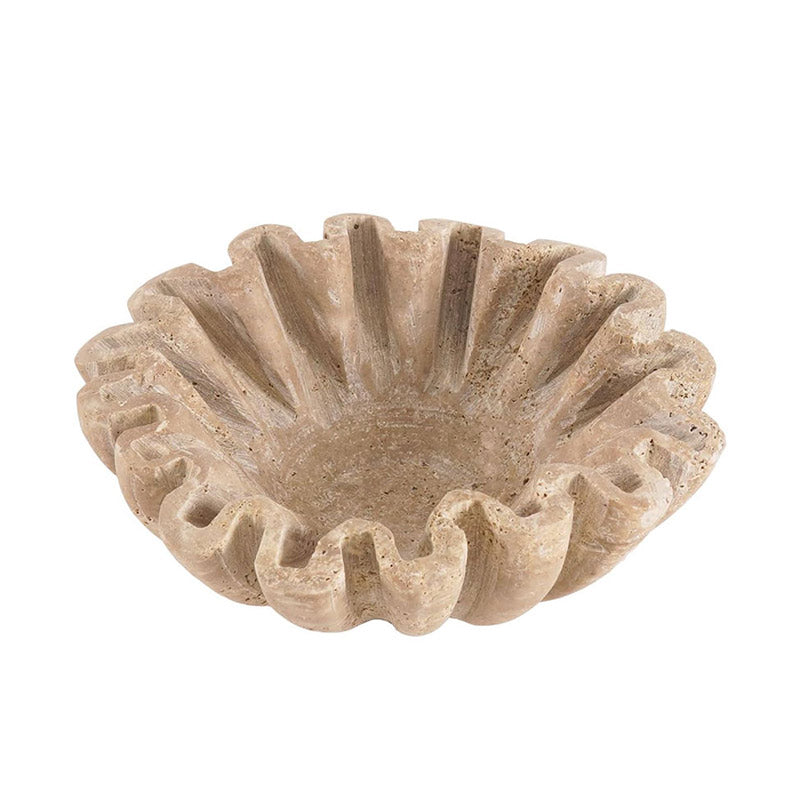 Marble Ruffle Fruit Bowl (Travertine)