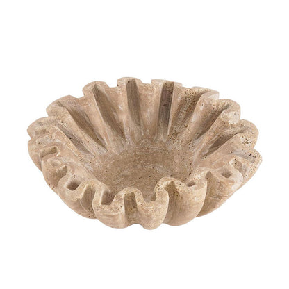 Marble Ruffle Fruit Bowl (Travertine)