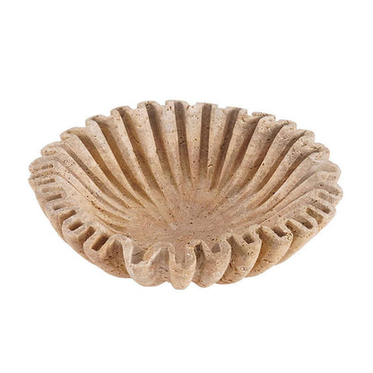 Marble Ruffle Fruit Bowl (Travertine)