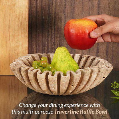 Marble Ruffle Fruit Bowl (Travertine)