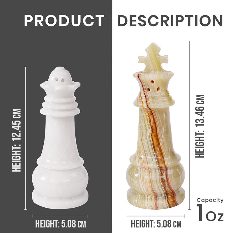 Marble Salt & Pepper Set - Chess Design